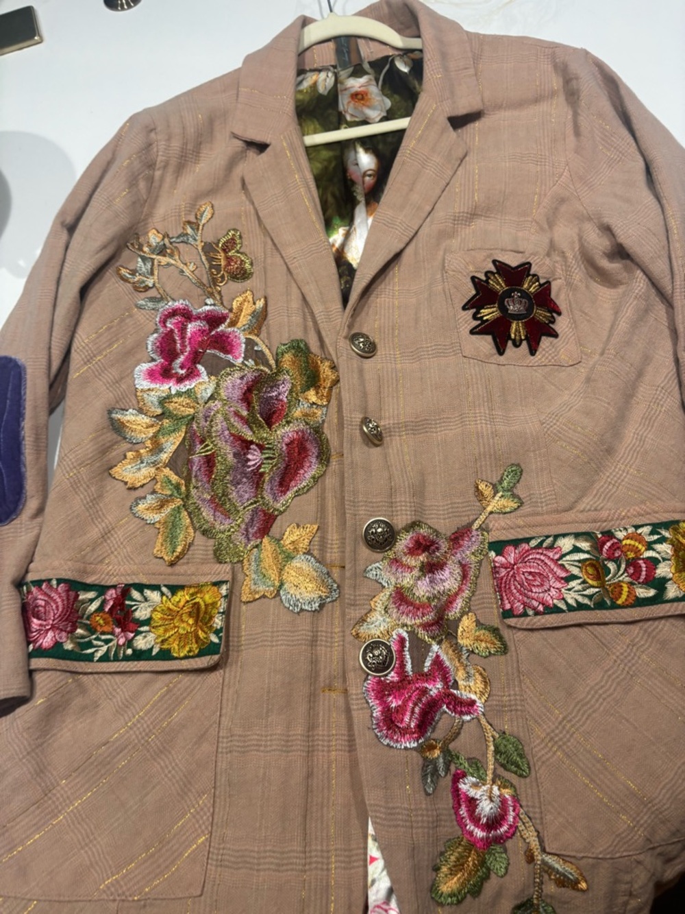 Aratta fabulous embroidery jacket, one of a kind, purple, elbow, pads,